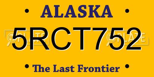 5RCT752 Alaska License Plate