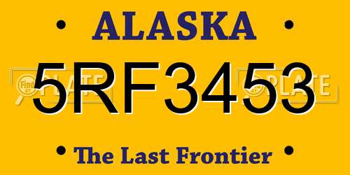 5RF3453 Alaska License Plate