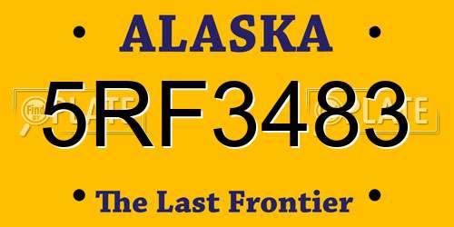 5RF3483 Alaska License Plate