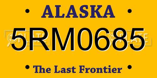 5RM0685 Alaska License Plate