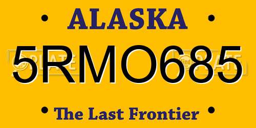 5RMO685 Alaska License Plate