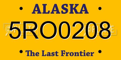 5RO0208 Alaska License Plate