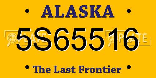 5S65516 Alaska License Plate