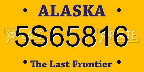 5S65816 Alaska License Plate
