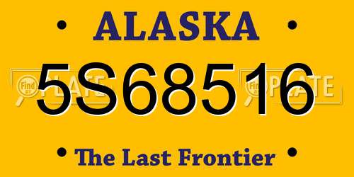 5S68516 Alaska License Plate