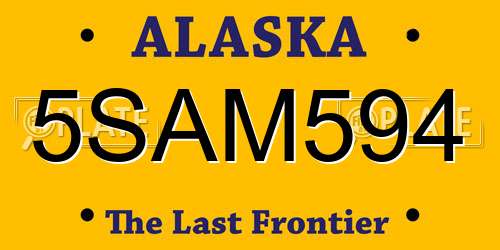 5SAM594 Alaska License Plate
