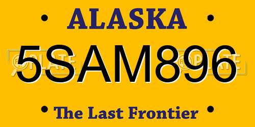 5SAM896 Alaska License Plate