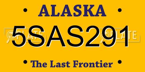 5SAS291 Alaska License Plate