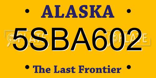 5SBA602 Alaska License Plate