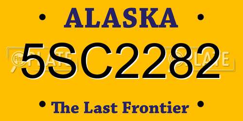 5SC2282 Alaska License Plate