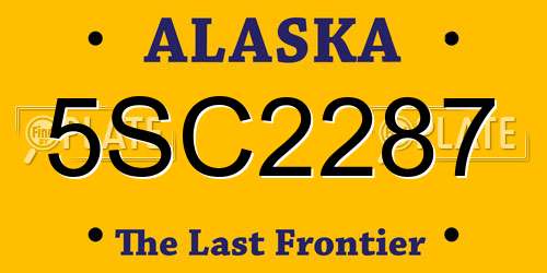 5SC2287 Alaska License Plate