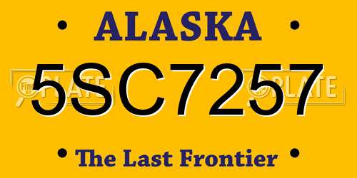 5SC7257 Alaska License Plate