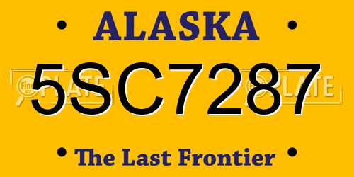 5SC7287 Alaska License Plate