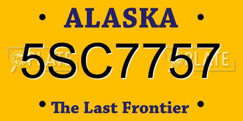 5SC7757 Alaska License Plate