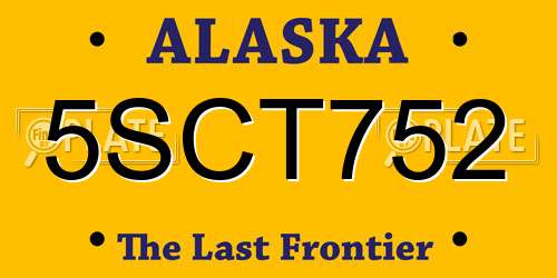 5SCT752 Alaska License Plate