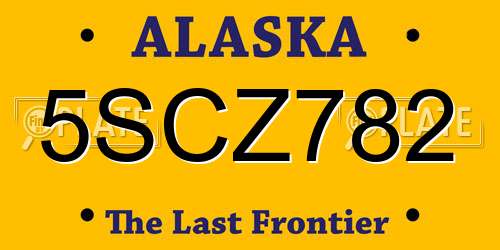 5SCZ782 Alaska License Plate