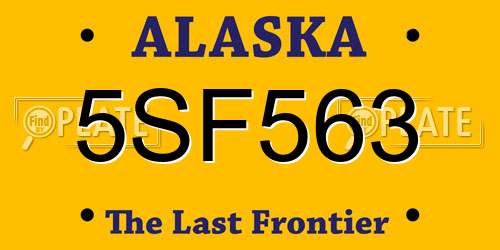 5SF563 Alaska License Plate