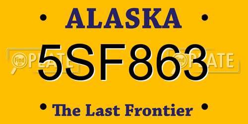 5SF863 Alaska License Plate