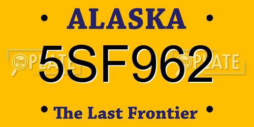 5SF962 Alaska License Plate