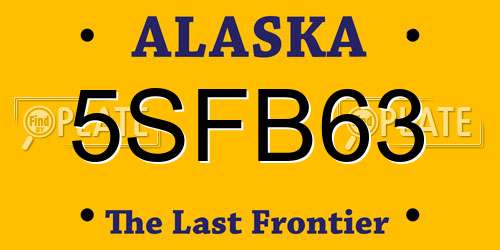 5SFB63 Alaska License Plate
