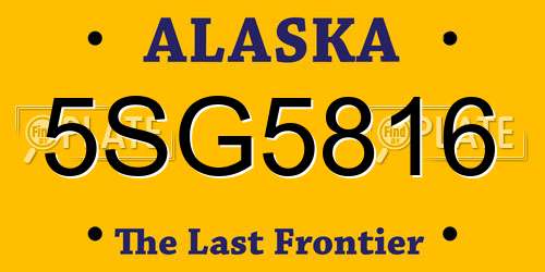 5SG5816 Alaska License Plate
