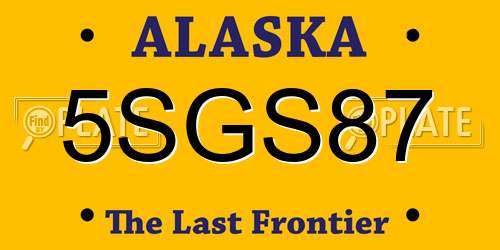 5SGS87 Alaska License Plate