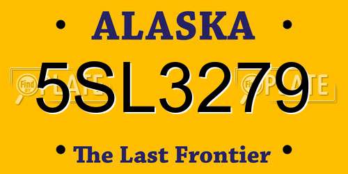 5SL3279 Alaska License Plate