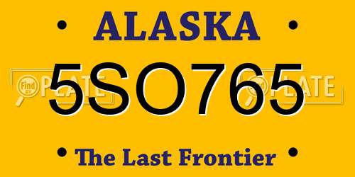 5SO765 Alaska License Plate