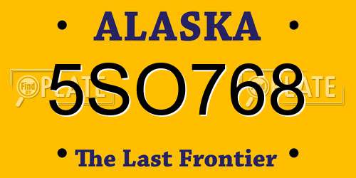 5SO768 Alaska License Plate