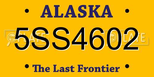 5SS4602 Alaska License Plate