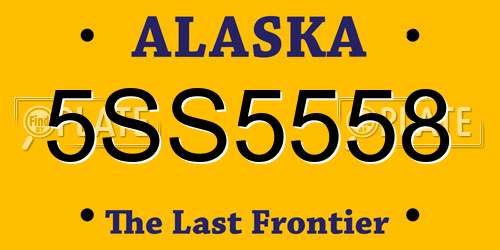 5SS5558 Alaska License Plate