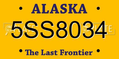5SS8034 Alaska License Plate