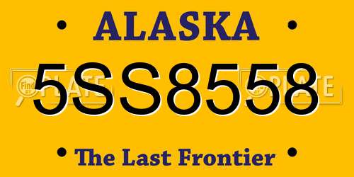 5SS8558 Alaska License Plate