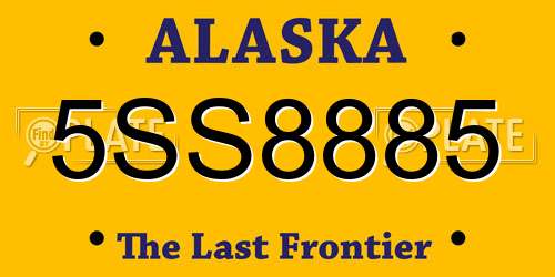 5SS8885 Alaska License Plate