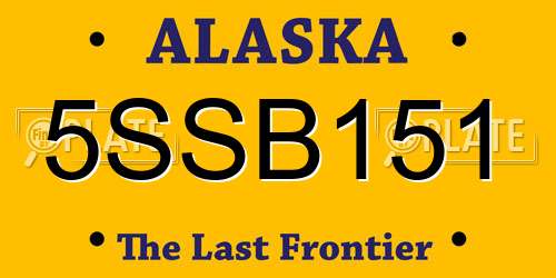 5SSB151 Alaska License Plate