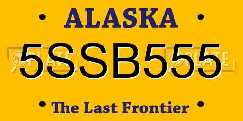 5SSB555 Alaska License Plate