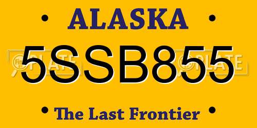 5SSB855 Alaska License Plate