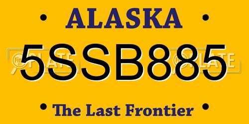 5SSB885 Alaska License Plate