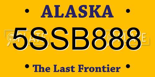 5SSB888 Alaska License Plate