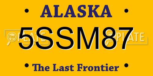 5SSM87 Alaska License Plate