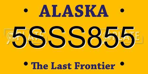 5SSS855 Alaska License Plate