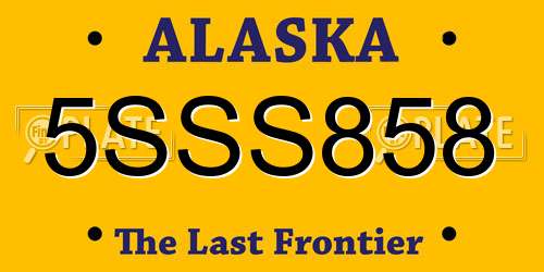 5SSS858 Alaska License Plate