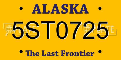 5ST0725 Alaska License Plate