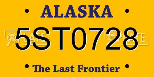 5ST0728 Alaska License Plate