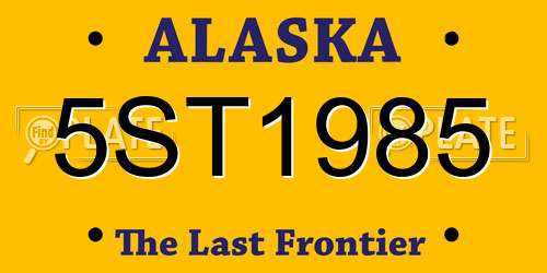 5ST1985 Alaska License Plate