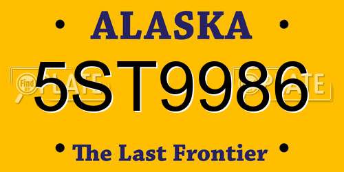 5ST9986 Alaska License Plate