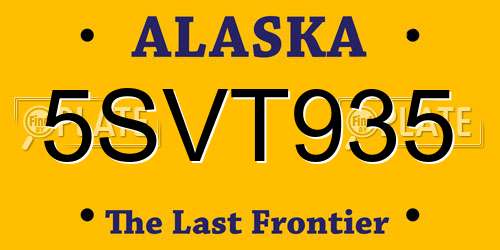 5SVT935 Alaska License Plate