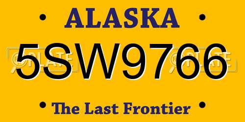 5SW9766 Alaska License Plate