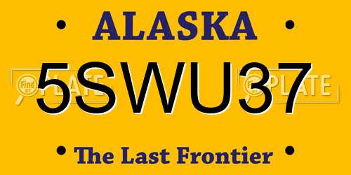 5SWU37 Alaska License Plate