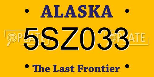 5SZ033 Alaska License Plate